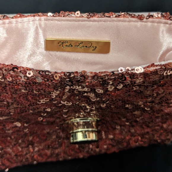 Rose Pink Sequin Evening Bag / Purse -  Chain - Picture 8 of 8